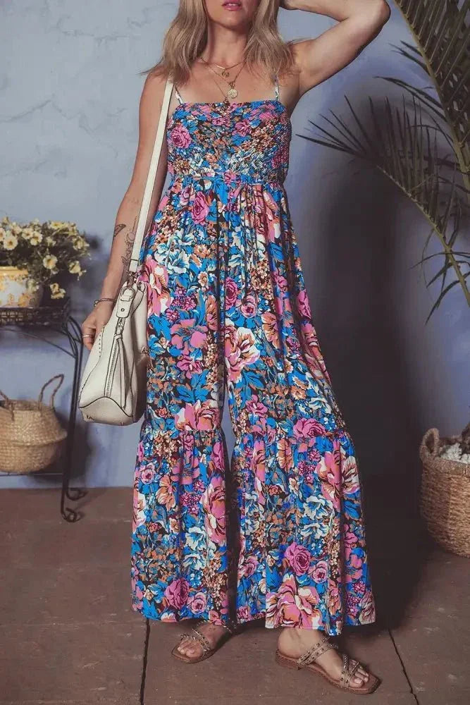 Floral Smocked Spaghetti Straps Wide Leg Jumpsuit - Update AvenueBoho VibesTrendsi1001000641895241001000641895242618a726 - 90e3 - 487b - 9e30 - ac3d7b0118ed - MaxFloral