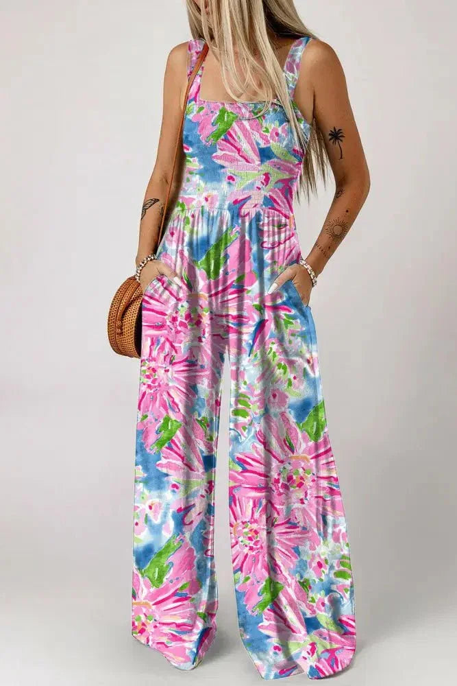 Floral Smocked Square Neck Jumpsuit with Pockets - Update AvenueVacation StyleTrendsi100101591324036100101591324036123a209cb80d40aea3059143d5c1e07d - MaxFloral