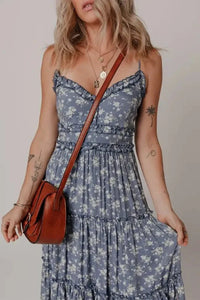 Floral Spaghetti Strap Frilled V Neck Tiered Midi Dress - Update AvenueBoho VibesTrendsi100100205830345100100205830345bf411337 - d613 - 4260 - 929c - c356ed973adf - MaxDusty Blue