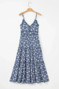 Floral Spaghetti Strap Frilled V Neck Tiered Midi Dress - Update AvenueBoho VibesTrendsi1001002058303451001002058303450b402a9e - b115 - 4bf5 - bd89 - be54c3927b14 - MaxDusty Blue