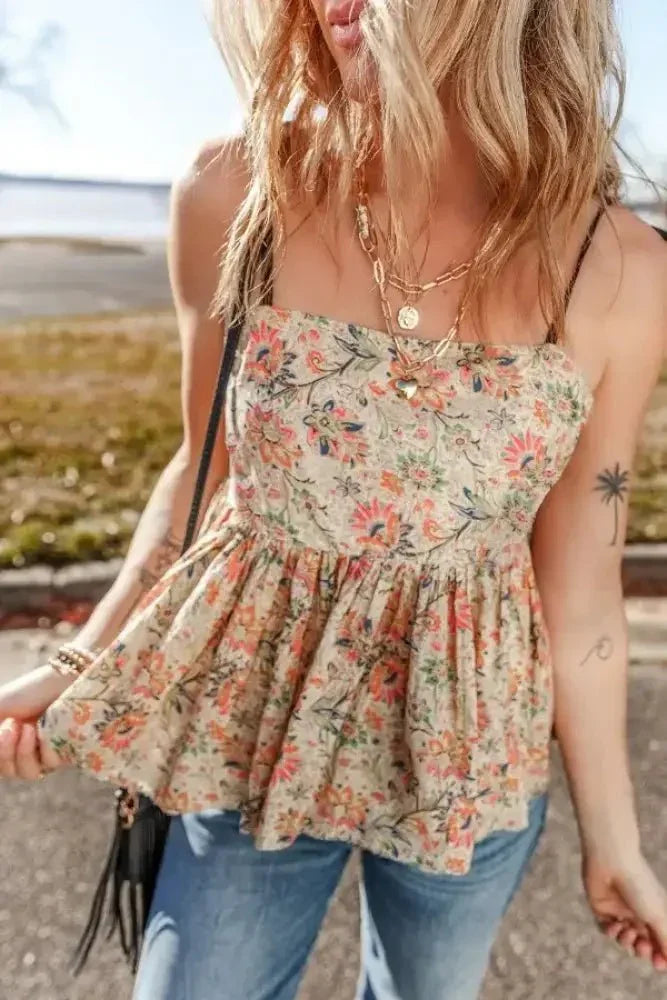 Floral Spaghetti Strap Peplum Cami - Update AvenueTrendsi100100550839963100100550839963fa323d38 - 4acd - 455b - 8fd7 - 05703c433613 - MaxFloral