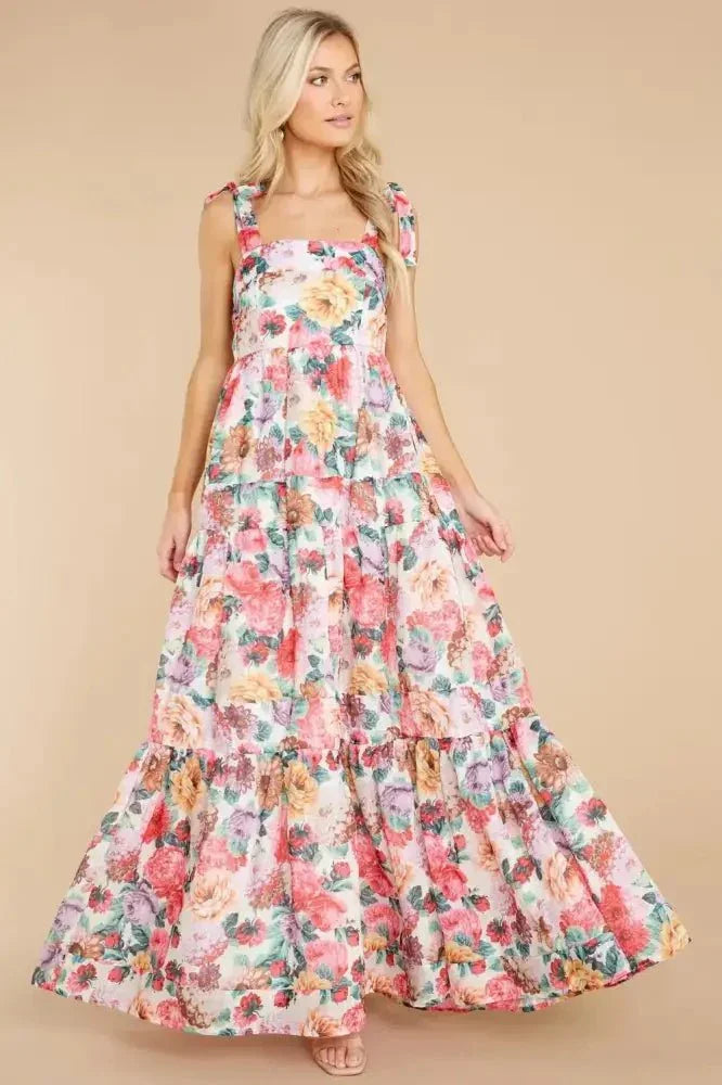 Floral Square Neck Wide Strap Maxi Dress - Update AvenueVacation StyleTrendsi1001005801413341001005801413347adcdb31 - e9fb - 4a03 - ba51 - 9f5c7fed4d74 - MaxMulticolor