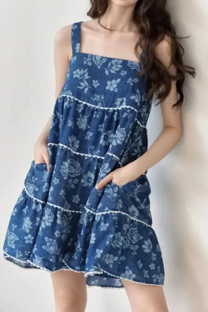 Floral Tiered Square Neck Denim Dress - Update AvenueBoho VibesTrendsi1001005319014471001005319014475c368235 - 20a7 - 421f - 84e8 - a5b8dd9b0188 - MaxMedium