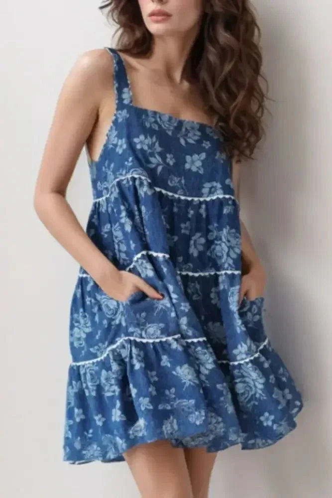 Floral Tiered Square Neck Denim Dress - Update AvenueBoho VibesTrendsi100100531901447100100531901447cca0af4a - 02c8 - 4e4d - 81ec - 3e5ce3401205 - MaxMedium