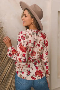 Floral V - Neck Drawstring Peplum Blouse - Update AvenueTrendsi100101955067689100101955067689c42f49fe - 1b93 - 42af - aba8 - 7dbe62d67abb - MaxMulticolor