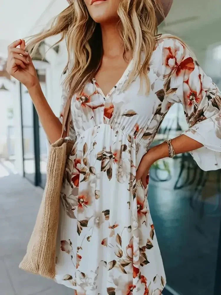 Floral V - Neck Three - Quarter Sleeve Mini Dress - Update AvenueVacation StyleTrendsi1001007491312021001007491312027b2549e2 - 3208 - 42d5 - 86d5 - 3e795a4b0be5 - MaxFloral