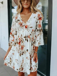 Floral V - Neck Three - Quarter Sleeve Mini Dress - Update AvenueVacation StyleTrendsi100100749131202100100749131202a5fd49cc - 45d4 - 4a4e - 94b5 - 8165610fa1e9 - MaxFloral