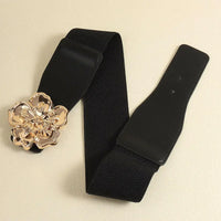 Flower Alloy Buckle Elastic Belt