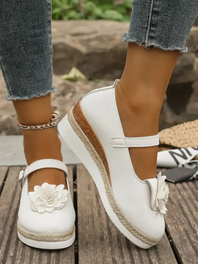 Flower Embellished Mary Jane Loafers