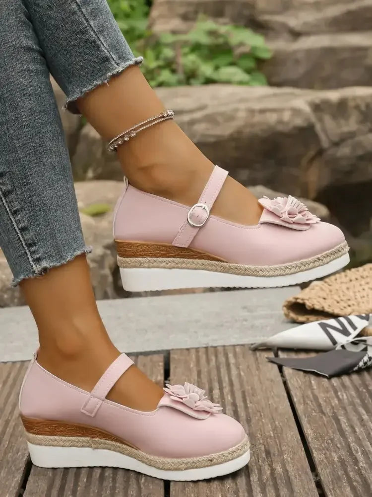 Flower Embellished Mary Jane Loafers