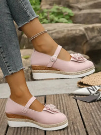 Flower Embellished Mary Jane Loafers