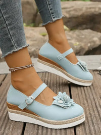Flower Embellished Mary Jane Loafers