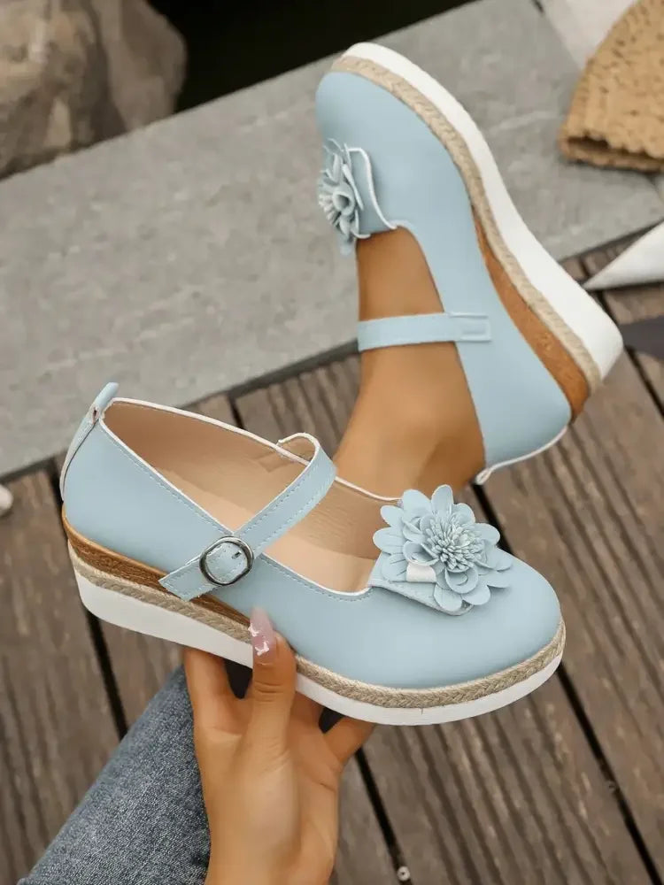 Flower Embellished Mary Jane Loafers