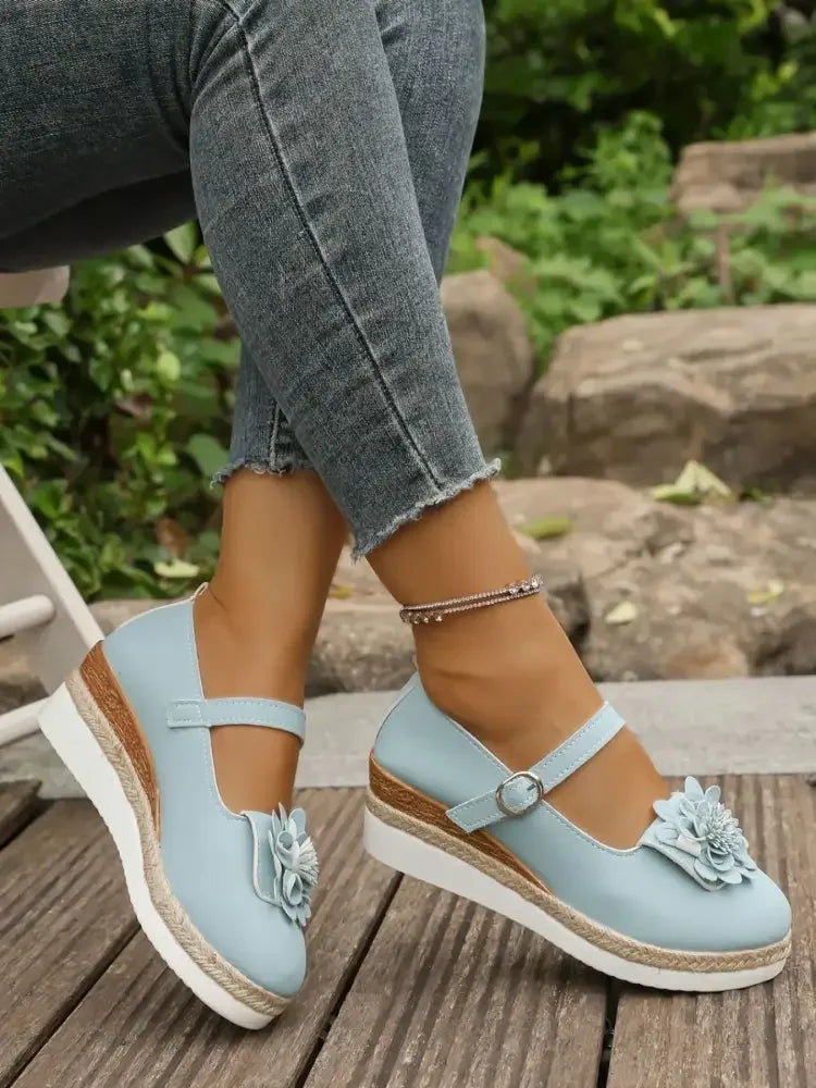 Flower Embellished Mary Jane Loafers