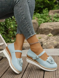 Flower Embellished Mary Jane Loafers
