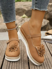 Flower Embellished Mary Jane Loafers