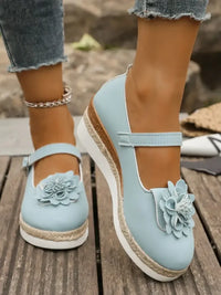 Flower Embellished Mary Jane Loafers