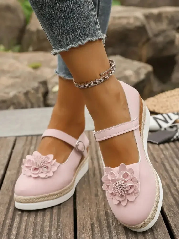 Flower Embellished Mary Jane Loafers