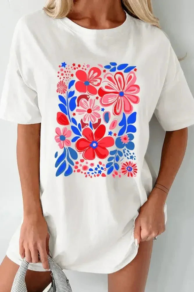 Flower Graphic Round Neck Short Sleeve T-Shirt - Update AvenueT-ShirtsTrendsi10010030942169010010030942169091240077 - 84d5 - 43af - b319 - d148e46f9238 - Max - OriginWhite