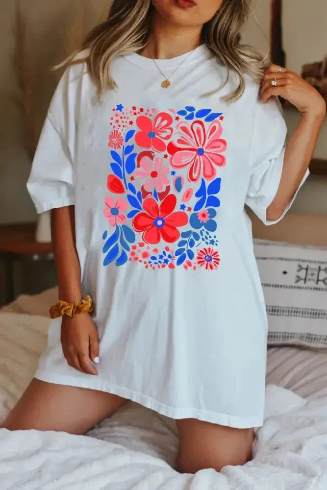 Flower Graphic Round Neck Short Sleeve T-Shirt - Update AvenueT-ShirtsTrendsi1001003094216901001003094216901f03e132 - ab1e - 4002 - b3ce - 8c9aa350e77c - Max - OriginWhite
