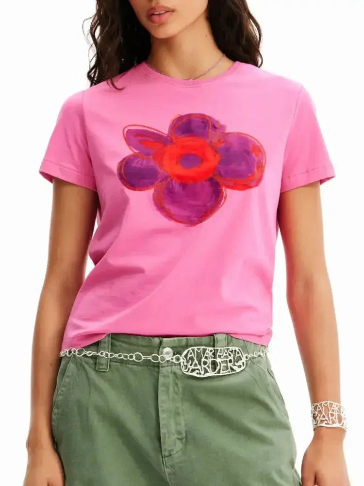 Flower Graphic Round Neck T-Shirt - Update AvenueT-ShirtsTrendsi100100577042186100100577042186c016f06f5f2f4a4a80b6a1c90651581b - Max - OriginPink