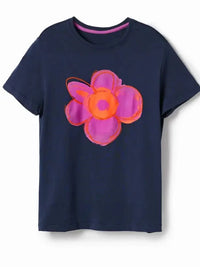 Flower Graphic Round Neck T-Shirt - Update AvenueT-ShirtsTrendsi1001005770463461001005770463469d38b3a669e348f08d64c95b78753e81 - Max - OriginBlue