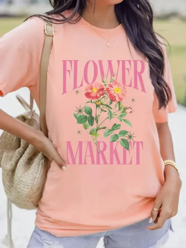 FLOWER MARKET Graphic Crewneck T Shirt - Update AvenueT-ShirtsTrendsi100100920033497100100920033497b86e6229acd541679b0dd5a352c49518 - Max - OriginWatermelon pink