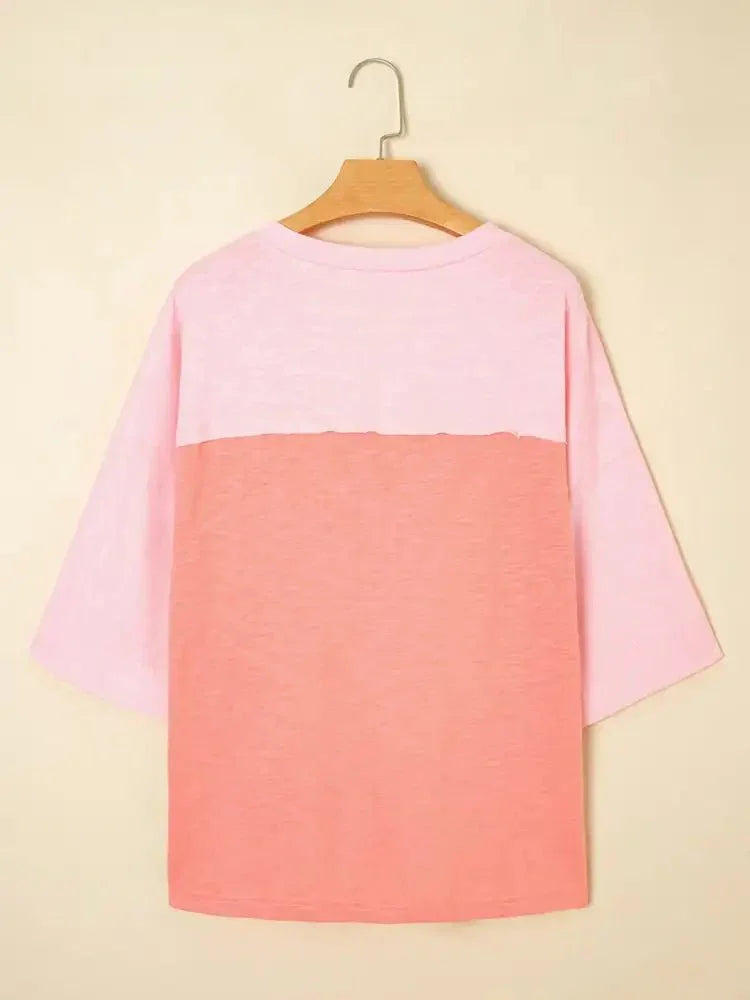 Flower Patched Exposed Seam Oversized T Shirt - Update AvenueT-ShirtsTrendsi10010050716505210010050716505215a70ae57f994551a6fc88a9475e8279 - Max - OriginWatermelon pink