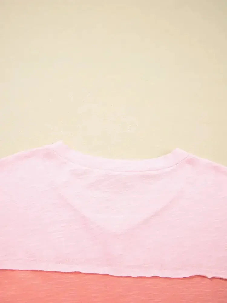 Flower Patched Exposed Seam Oversized T Shirt - Update AvenueT-ShirtsTrendsi1001005071650521001005071650529a8586440bec4a49bfcf1f70cb929ac4 - Max - OriginWatermelon pink