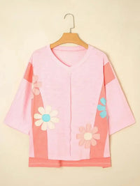 Flower Patched Exposed Seam Oversized T Shirt - Update AvenueT-ShirtsTrendsi10010050716505210010050716505250ac0dbcedcf4c469542afb3aad7b1ec - Max - OriginWatermelon pink