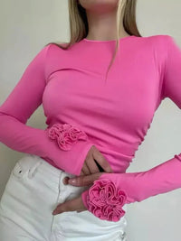 Flower Round Neck Long Sleeve T-Shirt - Update AvenueT-ShirtsTrendsi100100725295306100100725295306243583d434314eaaa9bcf1c376c812c8 - Max - OriginHot Pink
