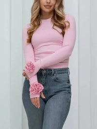 Flower Round Neck Long Sleeve T-Shirt - Update AvenueT-ShirtsTrendsi100100725299680100100725299680aed6c61a - bbda - 47dc - a926 - 0ba3f1f5e93f - Max - OriginBlush Pink