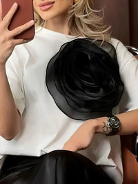 Flower Round Neck Short Sleeve T-Shirt - Update AvenueT-ShirtsTrendsi10010047073091710010047073091724485951 - 425b - 4281 - be42 - 17c98c752c1a - Max - OriginWhite
