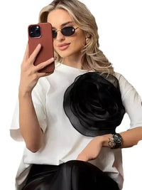 Flower Round Neck Short Sleeve T-Shirt - Update AvenueT-ShirtsTrendsi100100470730917100100470730917524599c212a642a585fa9263885ecc82 - Max - OriginWhite