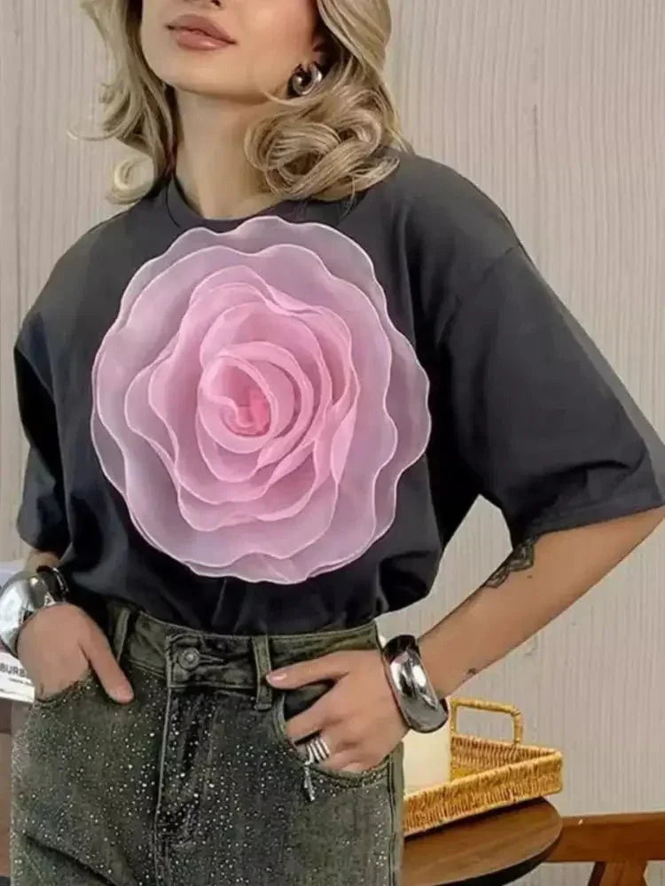 Flower Round Neck Short Sleeve T-Shirt - Update AvenueT-ShirtsTrendsi1001004707345261001004707345267b24c673 - 41e2 - 4378 - be56 - e0507c6cd080 - Max - OriginGrey