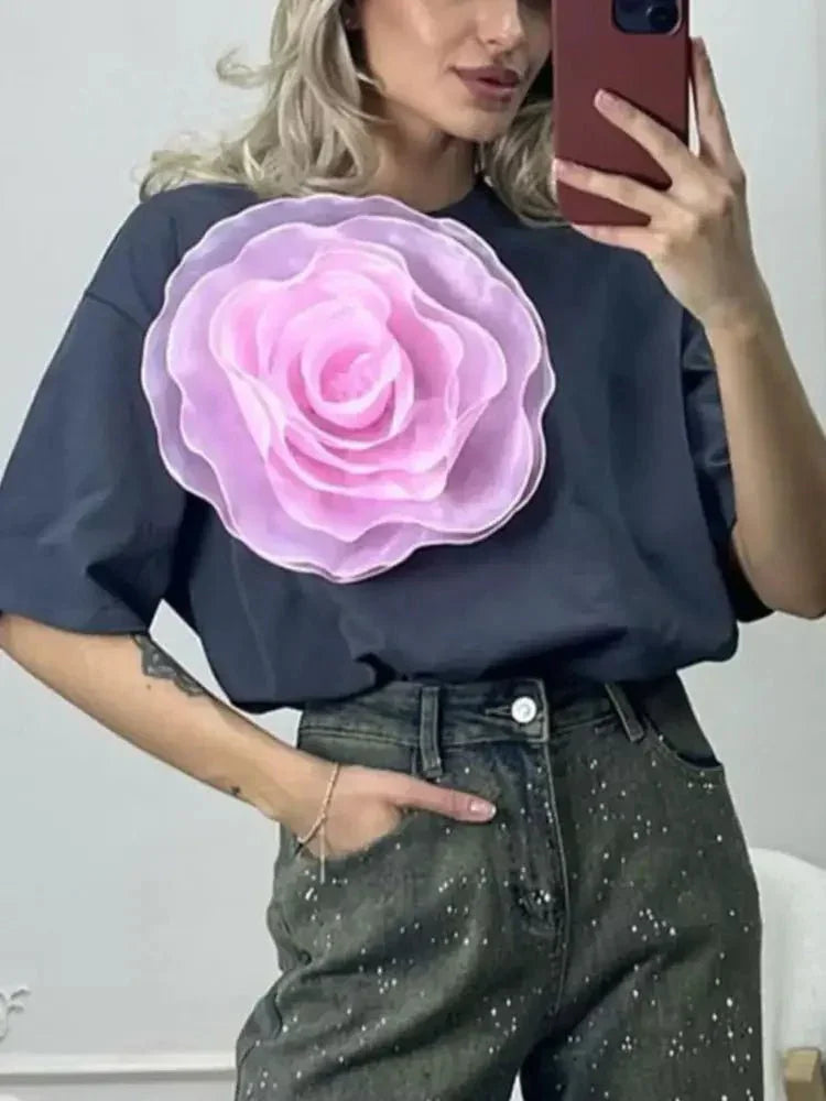 Flower Round Neck Short Sleeve T-Shirt - Update AvenueT-ShirtsTrendsi1001004707345261001004707345264c95dfbc - d3c3 - 490b - 995b - 8ffb62e131be - Max - OriginGrey