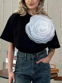 Flower Round Neck Short Sleeve T-Shirt - Update AvenueT-ShirtsTrendsi100100470737109100100470737109dcec5c56 - 1258 - 42e1 - 82d5 - 8ef2477750ac - Max - OriginBlack
