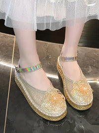 Flower Round Toe Platform Slip-Ons