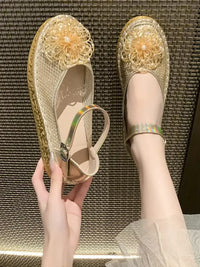 Flower Round Toe Platform Slip-Ons