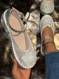 Flower Round Toe Platform Slip-Ons
