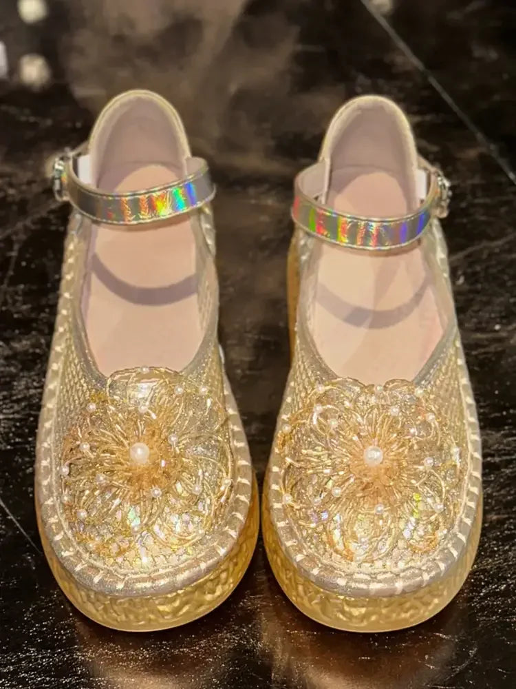 Flower Round Toe Platform Slip-Ons