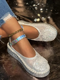 Flower Round Toe Platform Slip-Ons