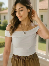 Folded Off Shoulder Slim Top - Update AvenueT-ShirtsTrendsi100100961315837100100961315837e8be7c57 - 482b - 4896 - 975e - c013ea2578a7 - Max - OriginWhite
