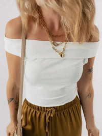 Folded Off Shoulder Slim Top - Update AvenueT-ShirtsTrendsi1001009613158371001009613158376b87f5117c8246908ce61f0ef3095233 - Max - OriginWhite