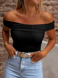 Folded Off Shoulder Slim Top - Update AvenueT-ShirtsTrendsi100100961319379100100961319379eaefc0bfad0c4d1fb4bcec44b50cfc4b - Max - OriginBlack