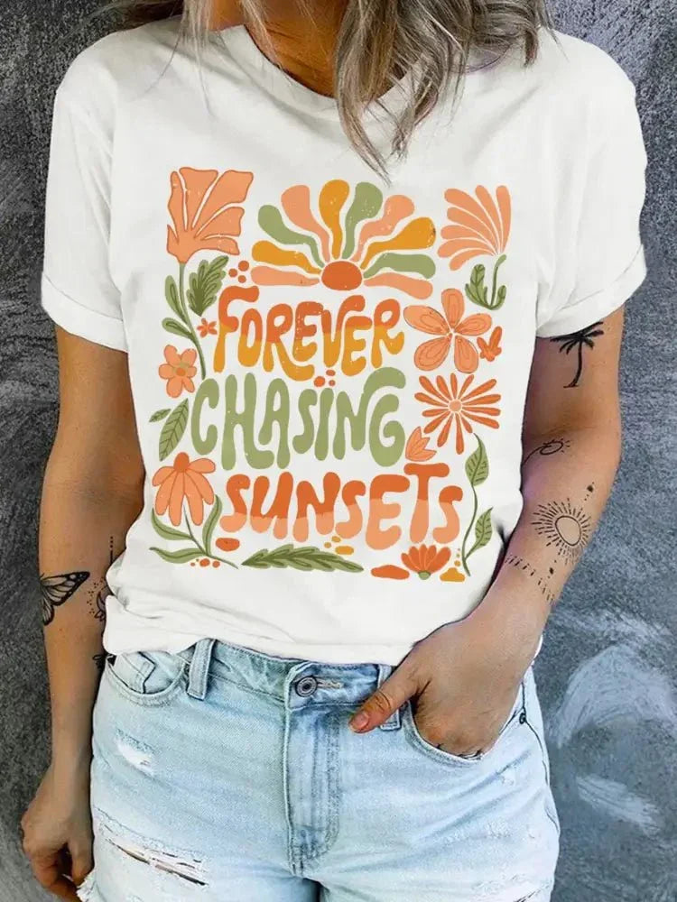 FOREVER CHASING SUNSETS Round Neck T Shirt - Update AvenueT-ShirtsTrendsi100100617356906100100617356906e7027e2d13e248249e873ed364f890a7 - Max - OriginWhite