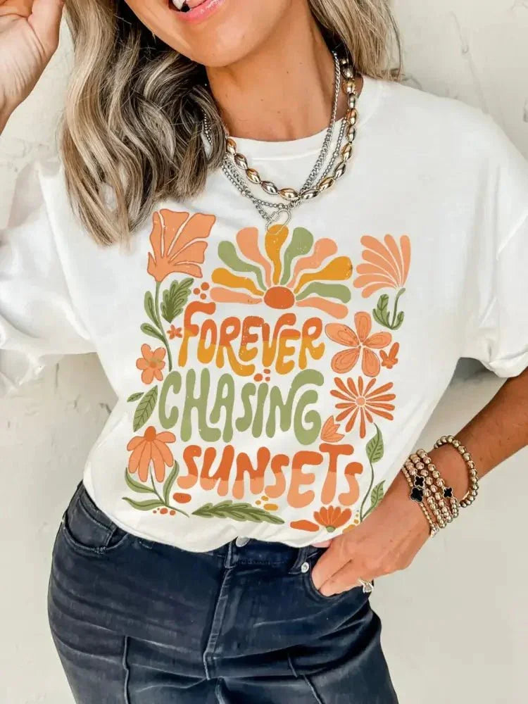 FOREVER CHASING SUNSETS Round Neck T Shirt - Update AvenueT-ShirtsTrendsi1001006173569061001006173569060a62d586eb514d429247cc276d24f85c - Max - OriginWhite