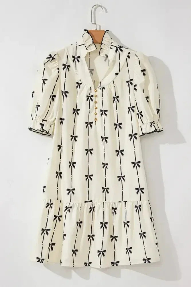 Frill Bow Print Notched Short Sleeve Mini Dress - Update AvenueVacation StyleTrendsi1001008969818081001008969818089934eee1 - 2324 - 404f - aca3 - 4cab68e8ac5b - MaxCream