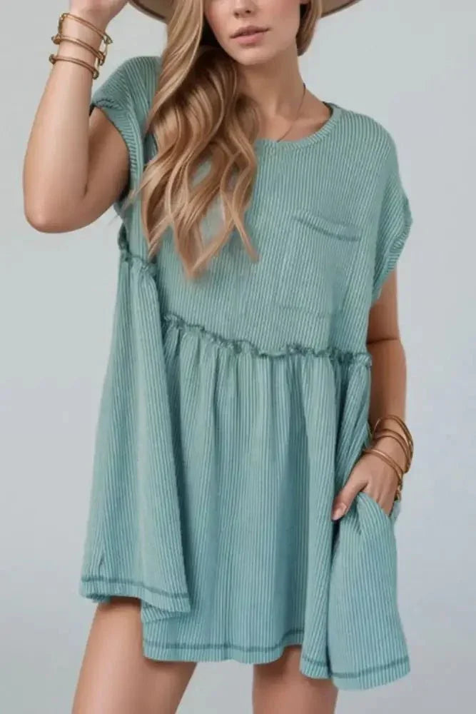 Frill Round Neck Cap Sleeve Mini Dress - Update AvenueEffortless Elegance: DressesTrendsi100100953691395100100953691395d7bcca4d - 45f0 - 4564 - 9502 - d558c0c6bb49 - Max - OriginTeal