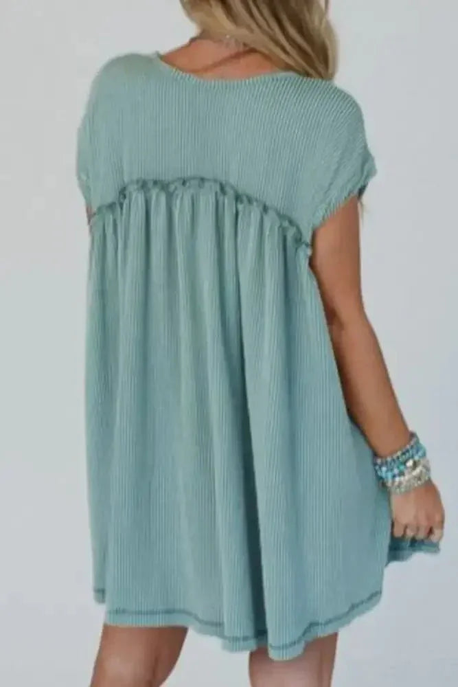 Frill Round Neck Cap Sleeve Mini Dress - Update AvenueEffortless Elegance: DressesTrendsi10010095369139510010095369139512379a4f - fdab - 4150 - a2dc - 9fb40f88a90e - Max - OriginTeal